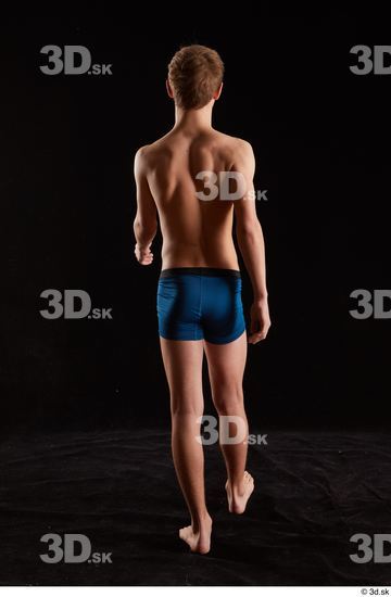 Whole Body Back Man White Underwear Slim Walking Studio photo references