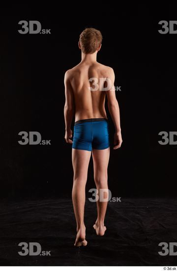 Whole Body Back Man White Underwear Slim Walking Studio photo references