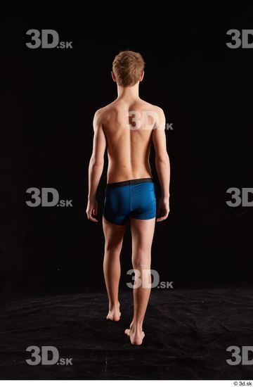 Whole Body Back Man White Underwear Slim Walking Studio photo references