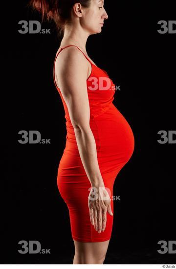 Arm Woman White Dress Pregnant Studio photo references