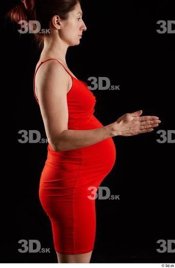 Arm Woman White Dress Pregnant Studio photo references