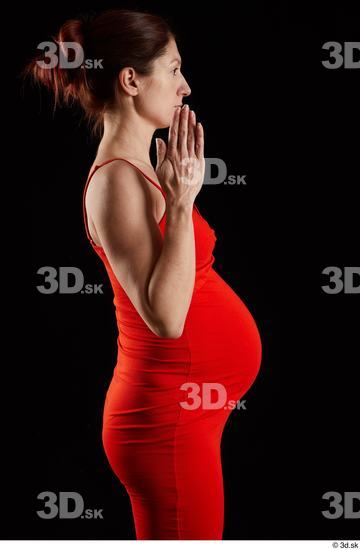 Arm Woman White Dress Pregnant Studio photo references