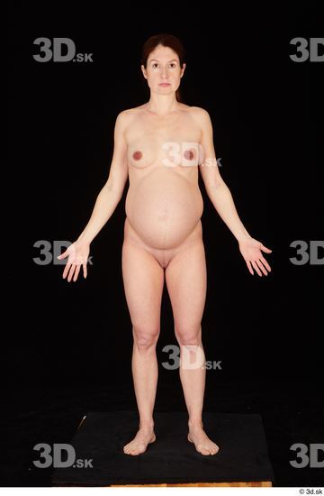 Whole Body Woman White Nude Pregnant Standing Studio photo references