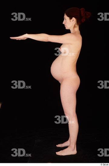 Whole Body Woman White Nude Pregnant Standing Studio photo references