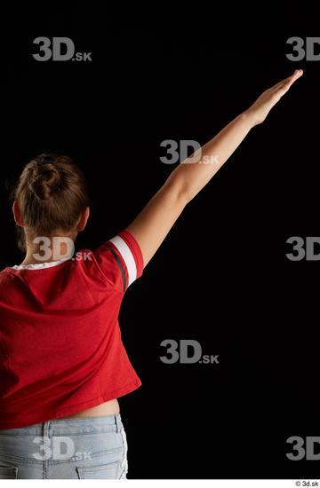 Arm Back Woman White Shirt Average Studio photo references