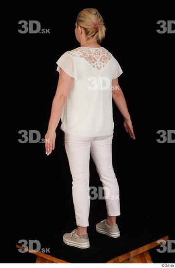 Whole Body Woman White Pants Chubby Standing Top Studio photo references