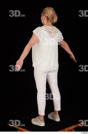 Whole Body Woman White Pants Chubby Standing Top Studio photo references