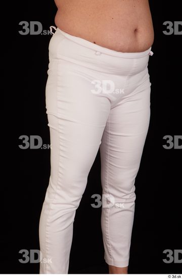 Hips Woman White Pants Chubby Studio photo references