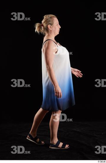 Whole Body Woman White Dress Chubby Walking Studio photo references