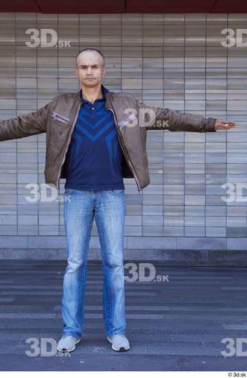 Whole Body Man T poses White Casual Slim Standing Street photo references