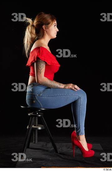 Woman White Slim Female Studio Poses