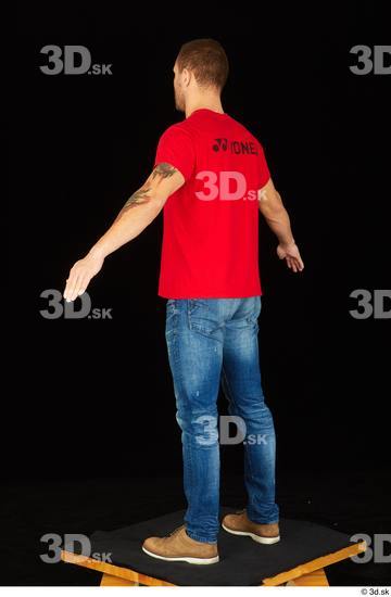 Whole Body Man White Shoes Shirt Jeans Slim Standing Studio photo references