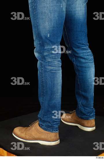 Calf Man White Shoes Jeans Slim Studio photo references