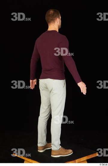 Whole Body Man White Shoes Sweatshirt Trousers Slim Standing Studio photo references