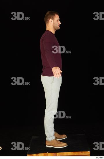 Whole Body Man White Shoes Sweatshirt Trousers Slim Standing Studio photo references