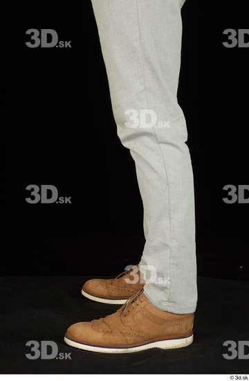 Calf Man White Shoes Trousers Slim Studio photo references