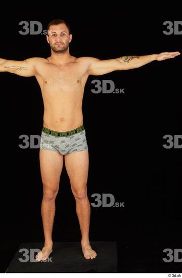 Whole Body Man T poses White Underwear Slim Standing Studio photo references