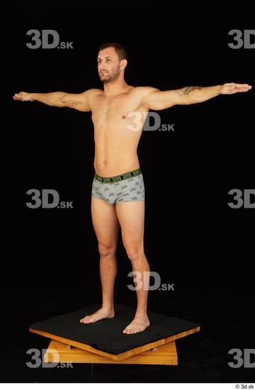 Whole Body Man T poses White Underwear Slim Standing Studio photo references