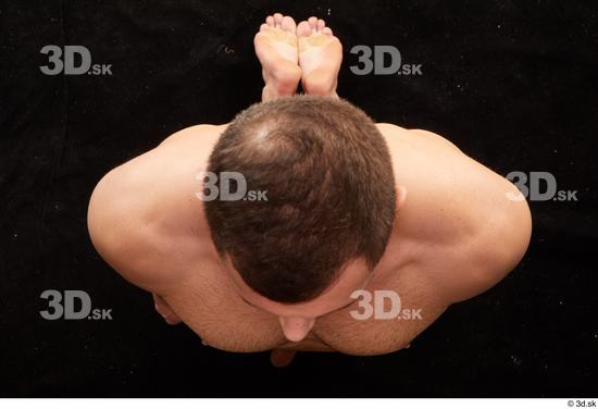 Man White Nude Slim Kneeling Top Studio photo references