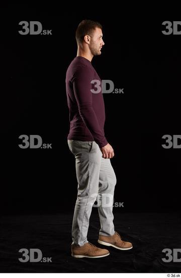 Whole Body Man White Shoes Sweatshirt Trousers Slim Walking Studio photo references