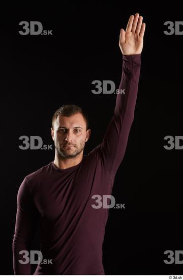 Arm Man White Sweatshirt Slim Studio photo references