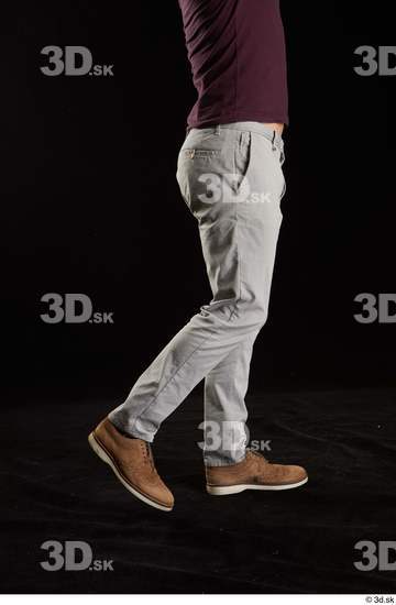 Calf Man White Shoes Trousers Slim Studio photo references