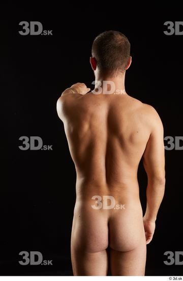 Arm Back Man White Nude Slim Studio photo references