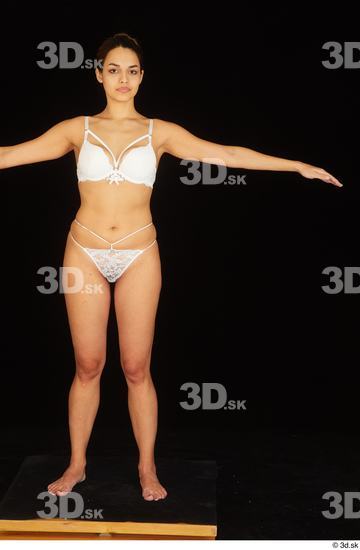 Whole Body Woman T poses White Underwear Bra Average Standing Panties Studio photo references