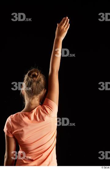 Arm Back Woman White Sports Shirt T shirt Average Studio photo references