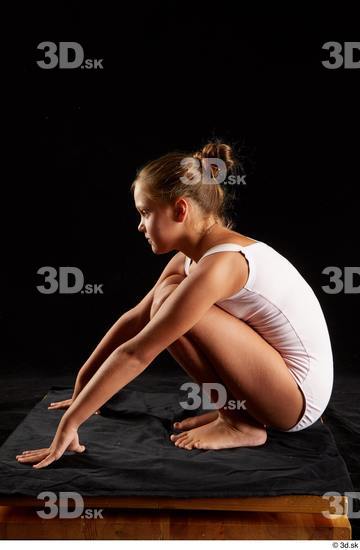 Whole Body Woman White Underwear Average Kneeling Studio photo references