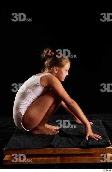 Whole Body Woman White Underwear Average Kneeling Studio photo references