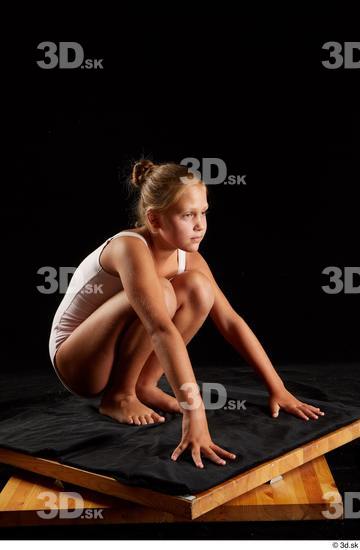 Whole Body Woman White Underwear Average Kneeling Studio photo references