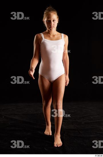 Whole Body Woman White Underwear Average Walking Studio photo references