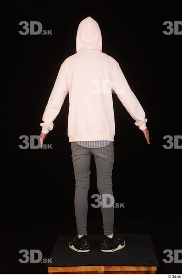 Whole Body Man White Casual Jeans Slim Standing Studio photo references