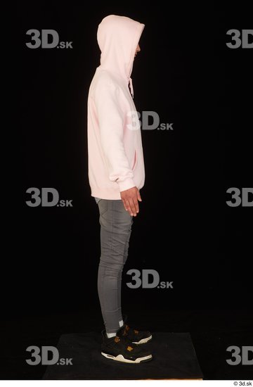 Whole Body Man White Casual Jeans Slim Standing Studio photo references