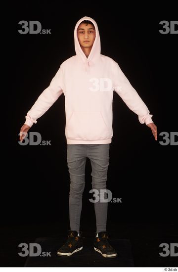 Whole Body Man White Casual Jeans Slim Standing Studio photo references