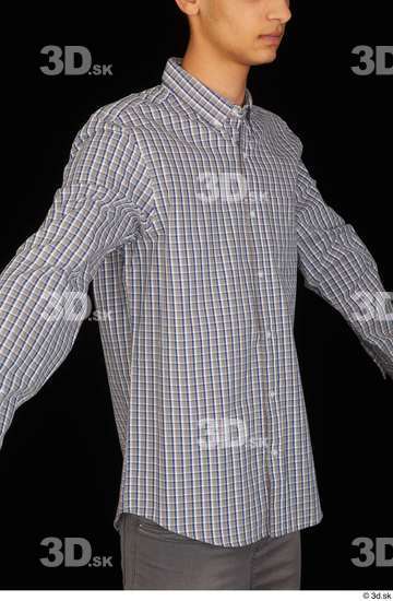 Upper Body Man White Casual Shirt Slim Studio photo references