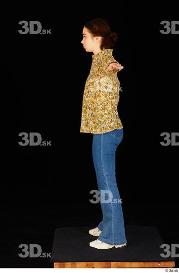 Whole Body Woman T poses White Shoes Jeans Blouse Average Standing Studio photo references