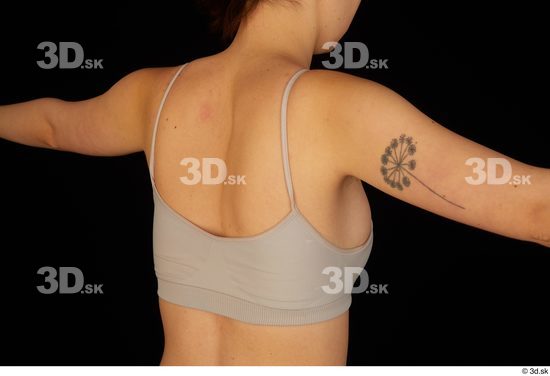 Back Woman White Underwear Bra Average Studio photo references