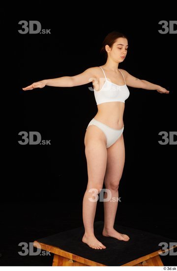 Whole Body Woman T poses White Underwear Average Standing Studio photo references