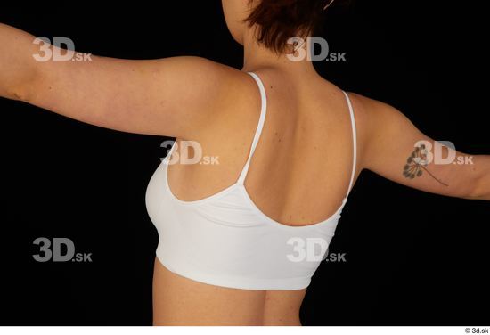 Back Woman White Underwear Bra Average Studio photo references