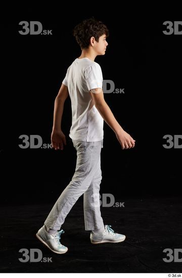 Whole Body Man White Sports Shirt T shirt Sweatsuit Walking Studio photo references