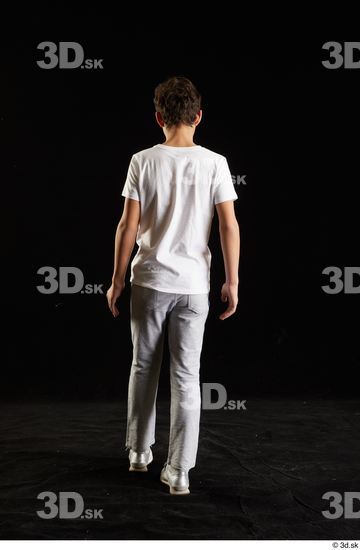 Whole Body Back Man White Shirt T shirt Sweatsuit Walking Studio photo references