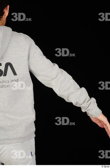 Arm Upper Body Man White Sports Sweatsuit Slim Studio photo references