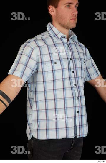 Upper Body Man White Casual Shirt Average Studio photo references