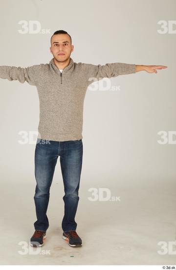 Whole Body Man T poses White Casual Slim Street photo references