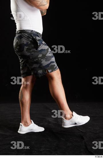 Leg Man White Sports Shorts Muscular Studio photo references