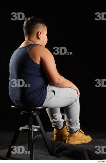 Whole Body Man White Sports Overweight Sitting Top Studio photo references