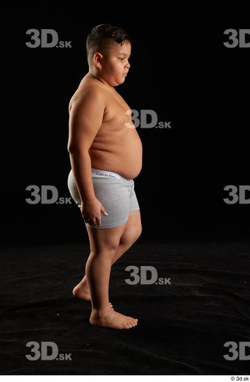 Whole Body Man White Underwear Overweight Walking Studio photo references