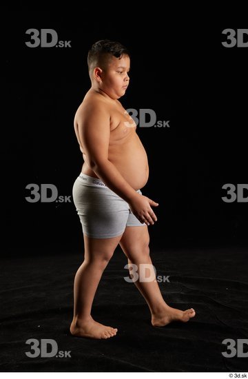 Whole Body Man White Underwear Overweight Walking Studio photo references